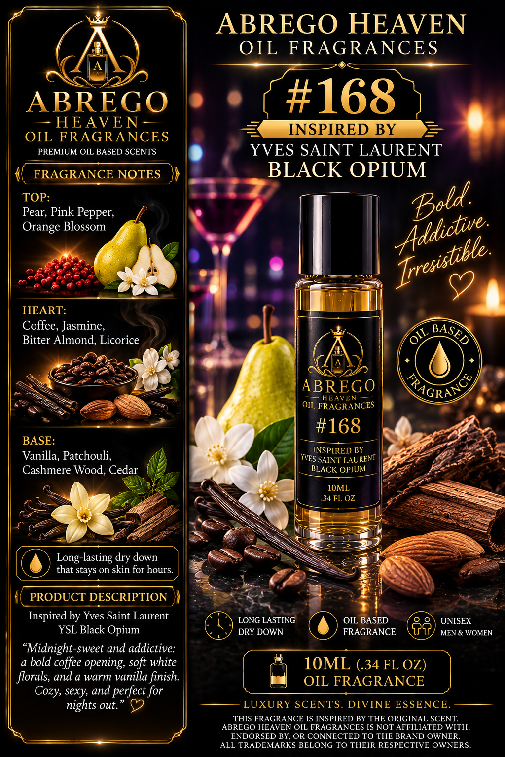 Abrego Heaven Oil Fragrances #168 - Inspired by YSL Black Opium