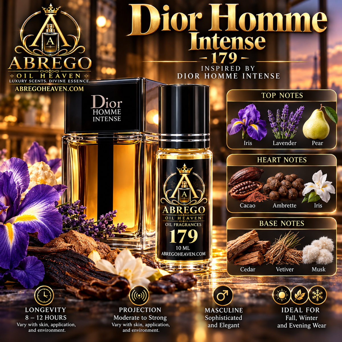 Abrego Heaven Oil Fragrances #179 INSPIRED BY DIOR HOMME INTENSE – 10ML