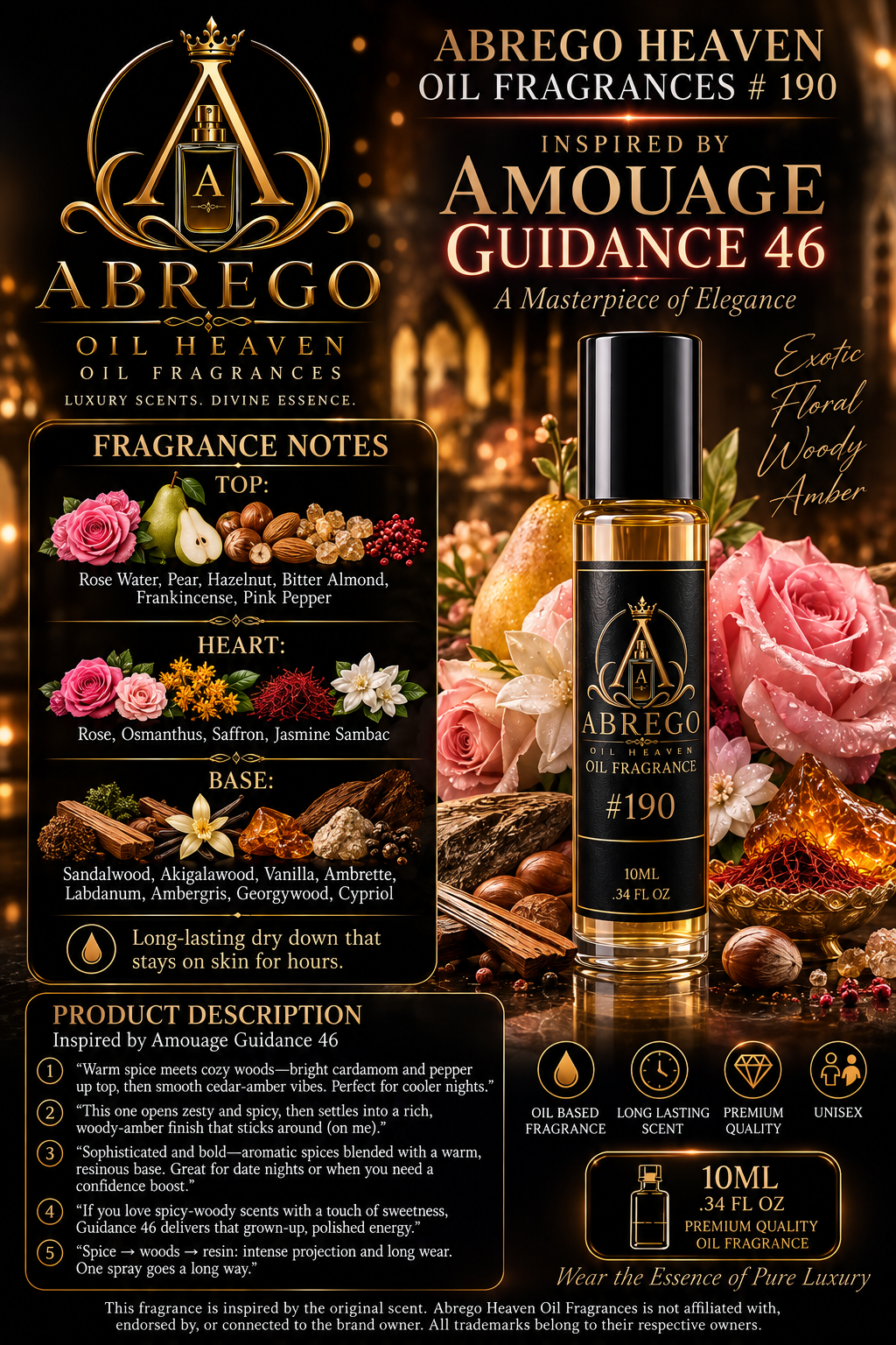 #190 — Inspired by Amouage Guidance 46 | Unisex Fragrance Oil | 10 mL