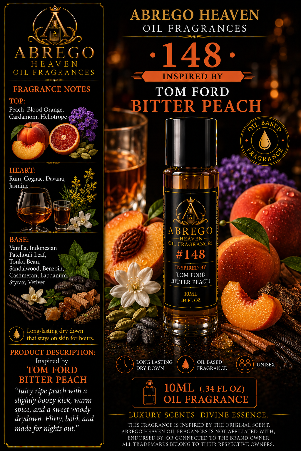 #148 — Inspired by Tom Ford Bitter Peach | Unisex Fragrance Oil | 10 mL