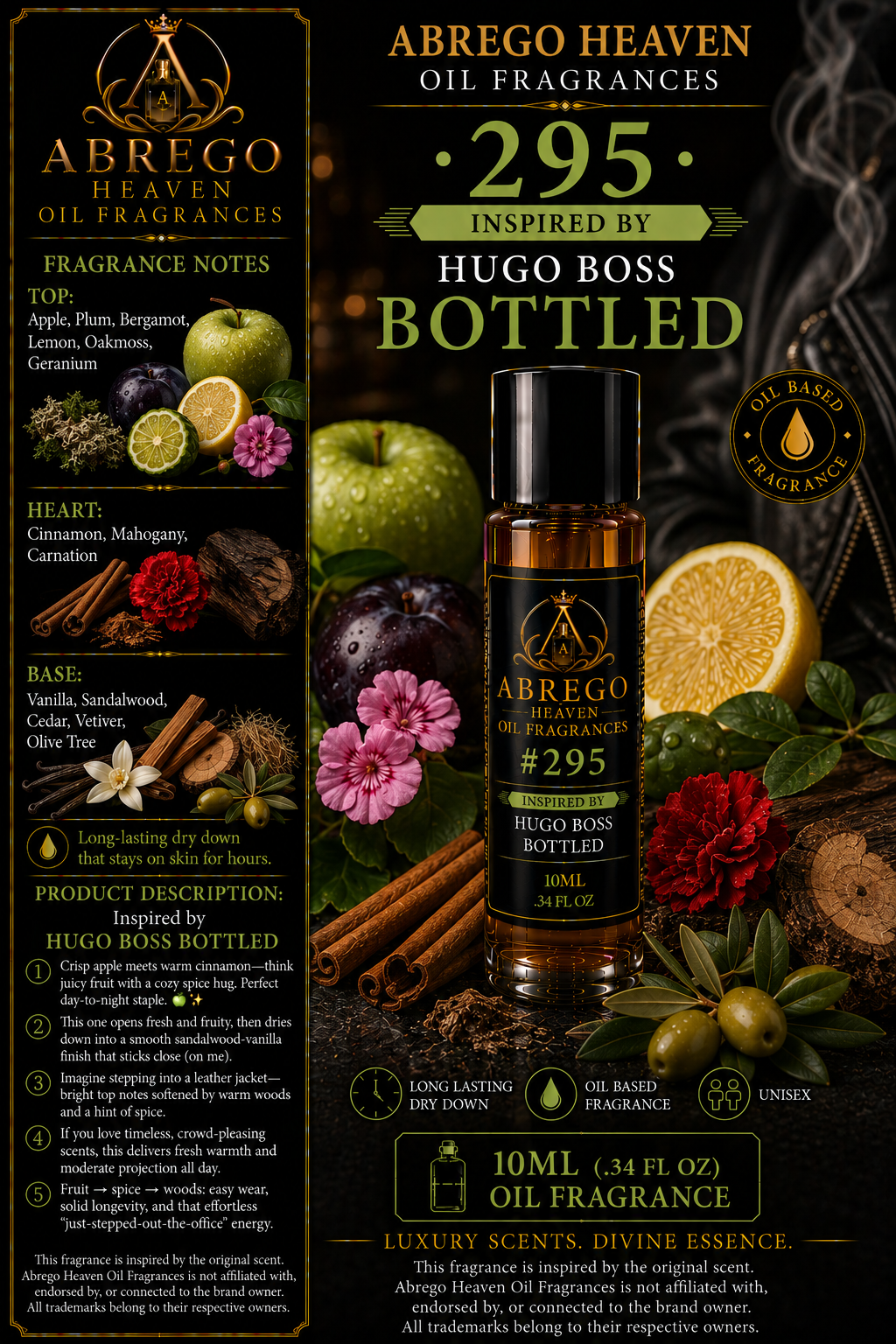 Abrego Heaven Oil Fragrances #295 – Inspired by Hugo Boss Bottled