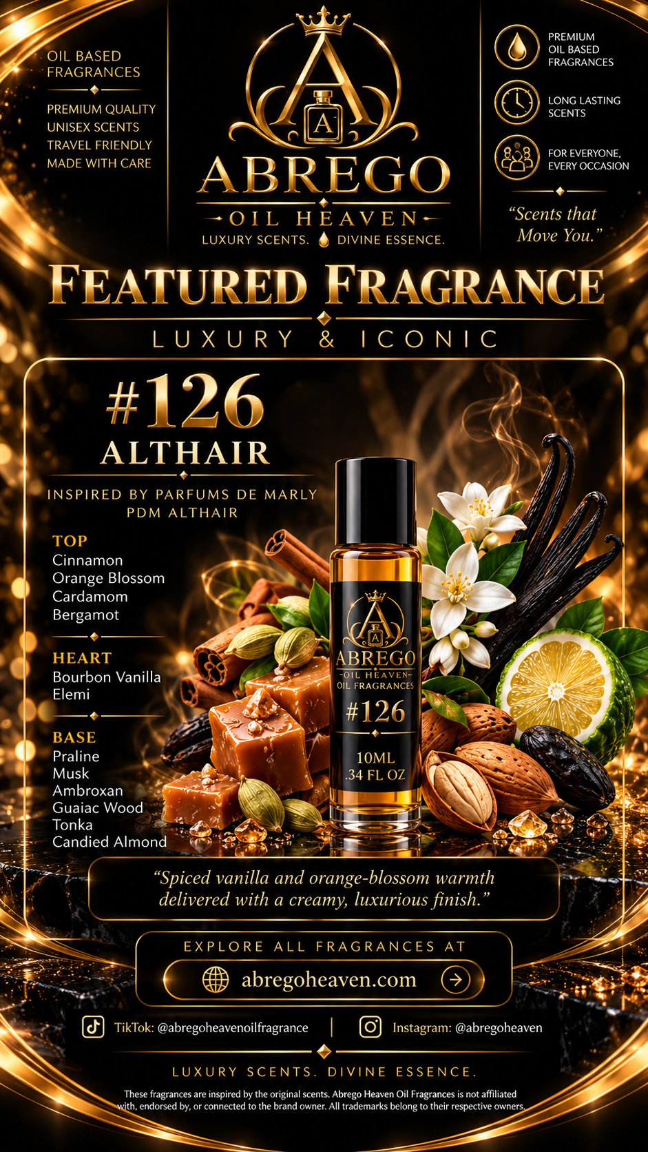 Abrego Heaven Oil Fragrances #126 INSPIRED BY PARFUMS DE MARLY PDM ALTHAIR