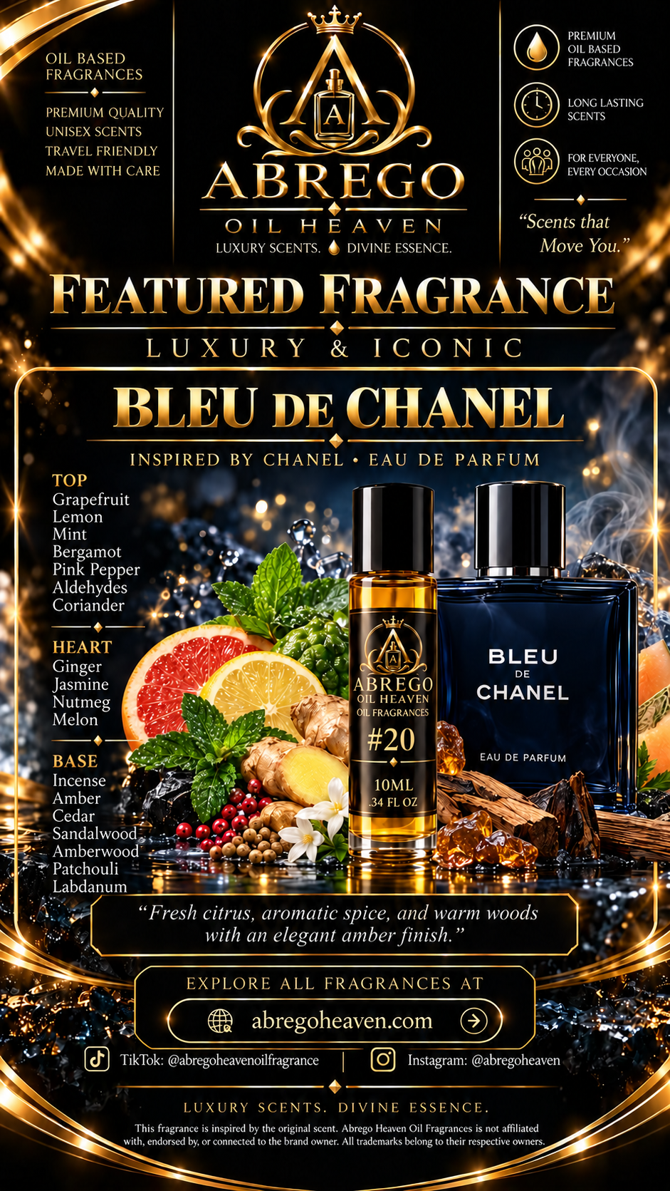 #20 — Inspired by Bleu de Chanel | Fragrance Oil | 10 mL