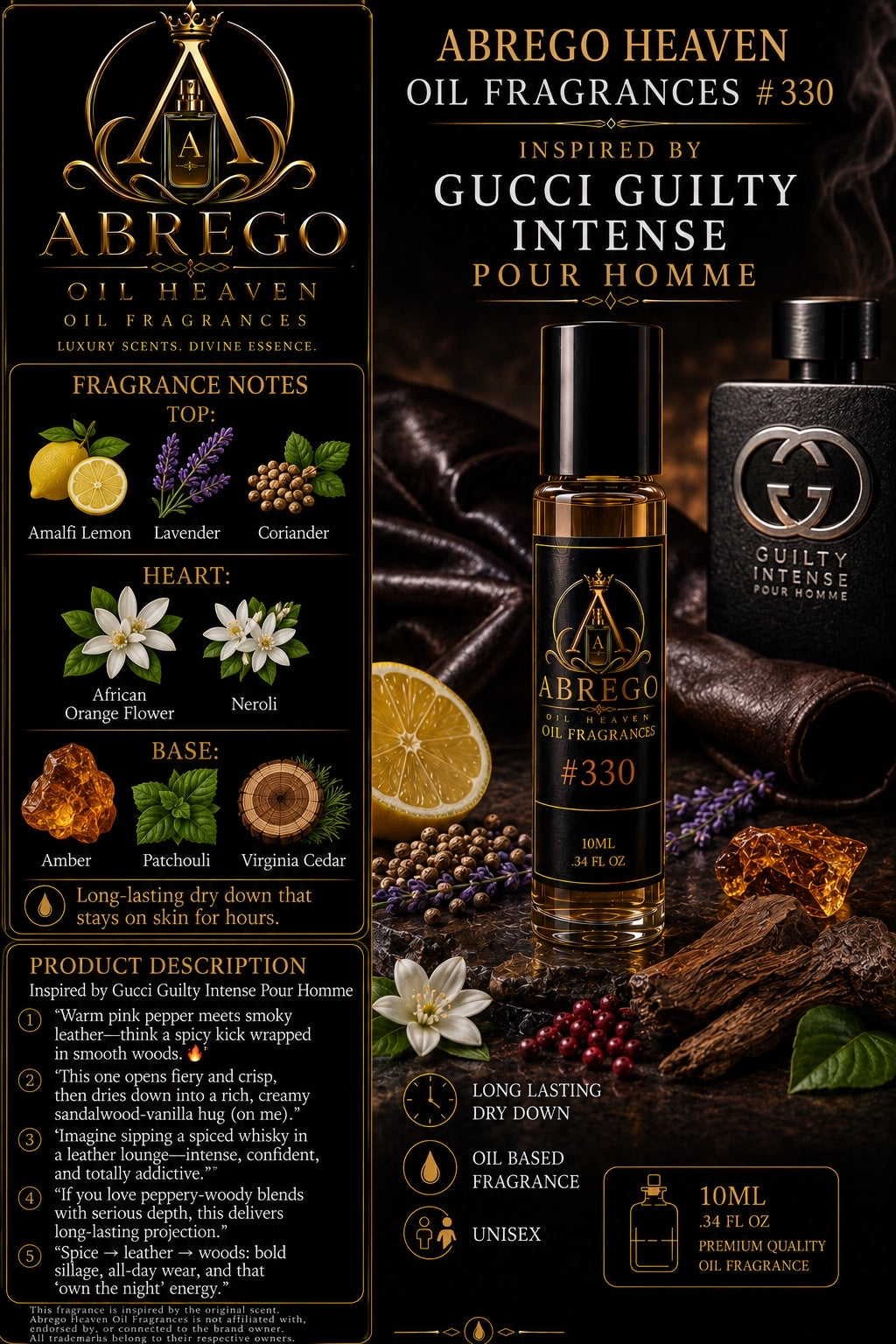 #330 — Inspired by Gucci Guilty Intense Pour Homme | Fragrance Oil | 10 mL