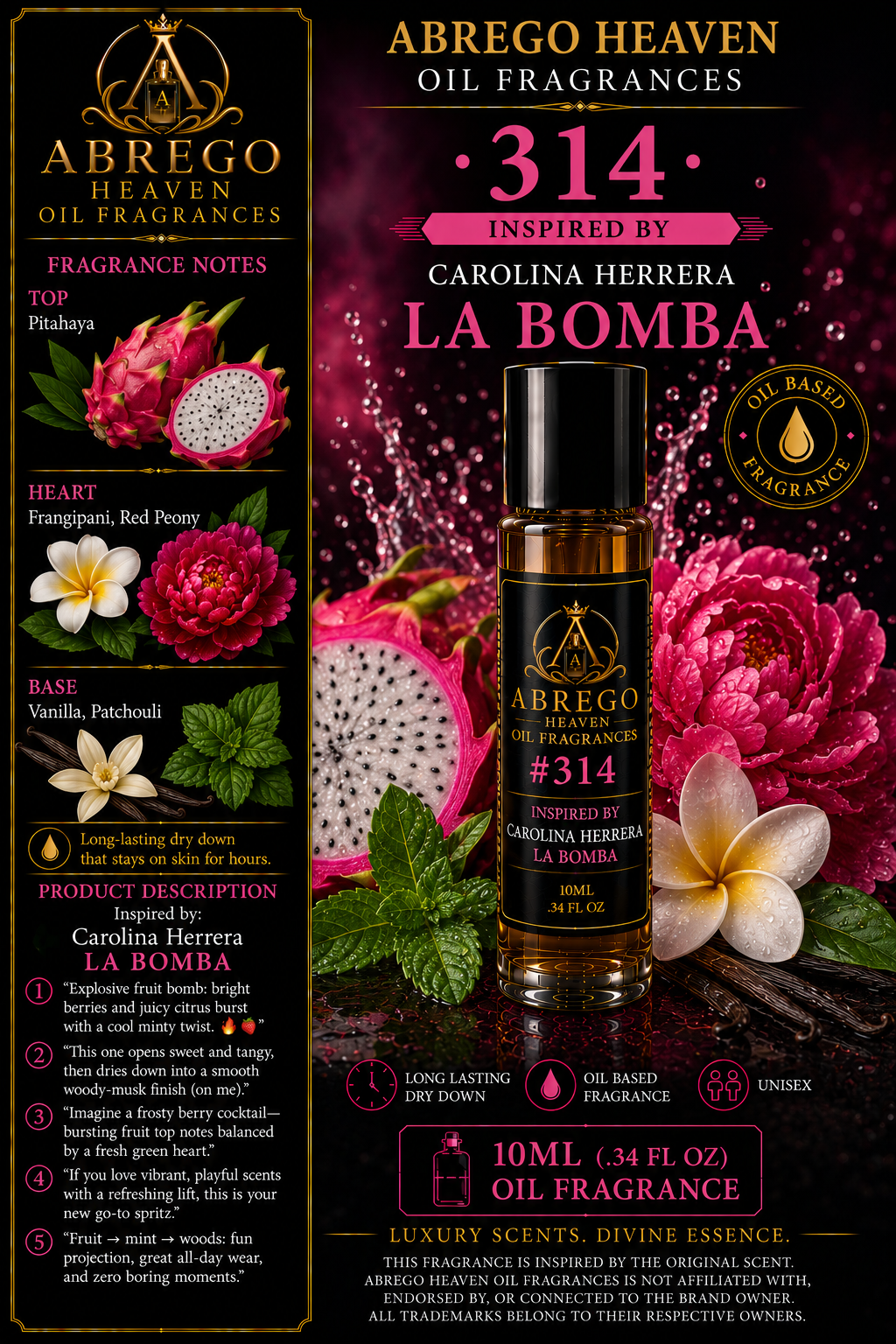 #314 — Inspired by Carolina Herrera La Bomba | Unisex Fragrance Oil | 10 mL