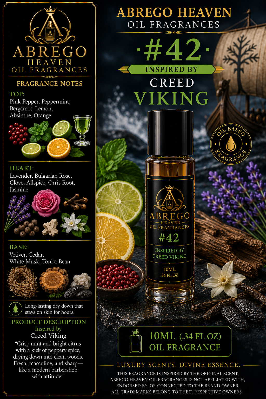 Abrego Heaven Oil Fragrances #42 - Inspired by Creed Viking
