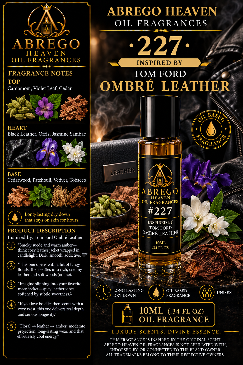 #227 — Inspired by Tom Ford Ombré Leather | Unisex Fragrance Oil | 10 mL
