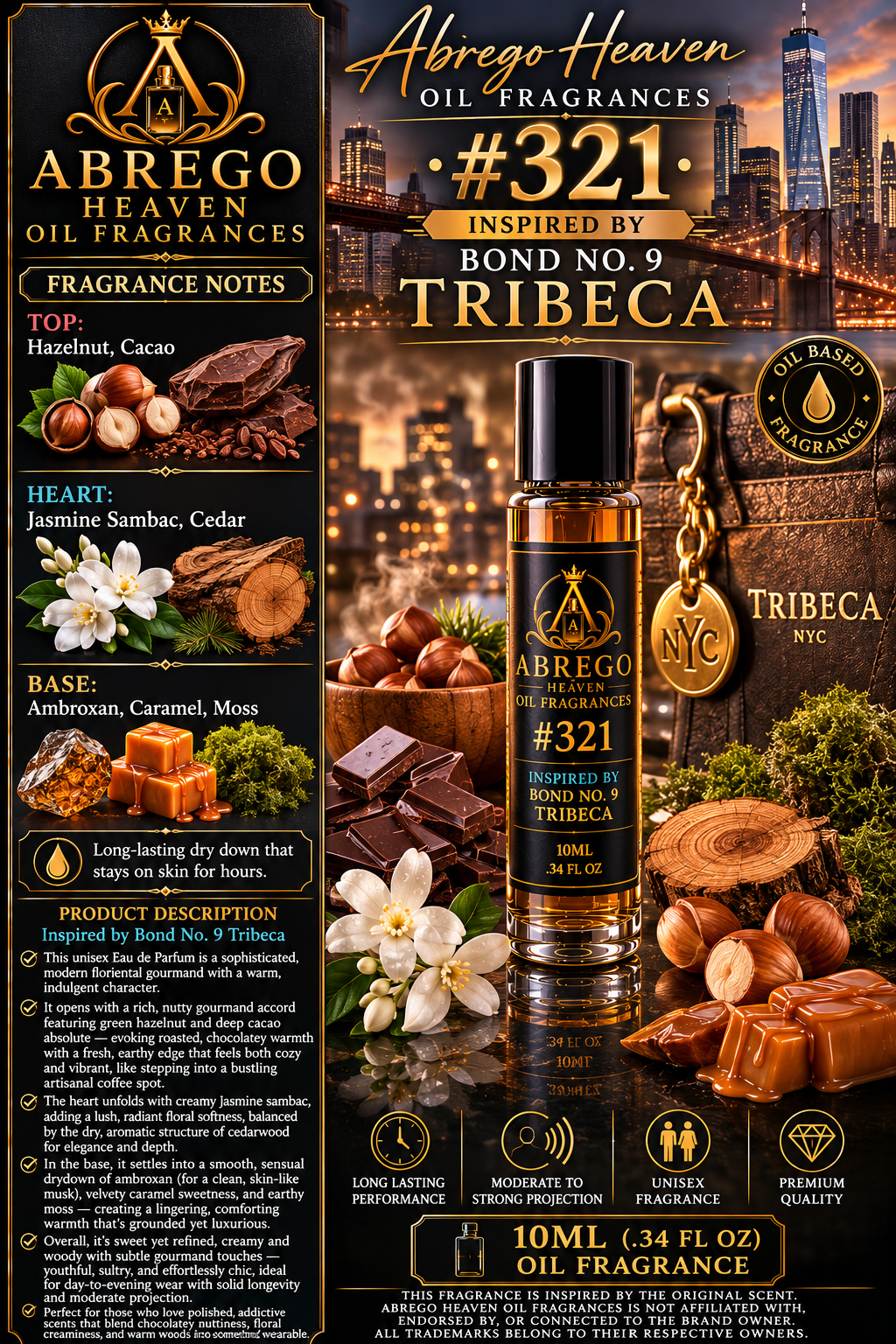 Abrego Heaven Oil Fragrances #321 – Inspired by Bond No. 9 Tribeca