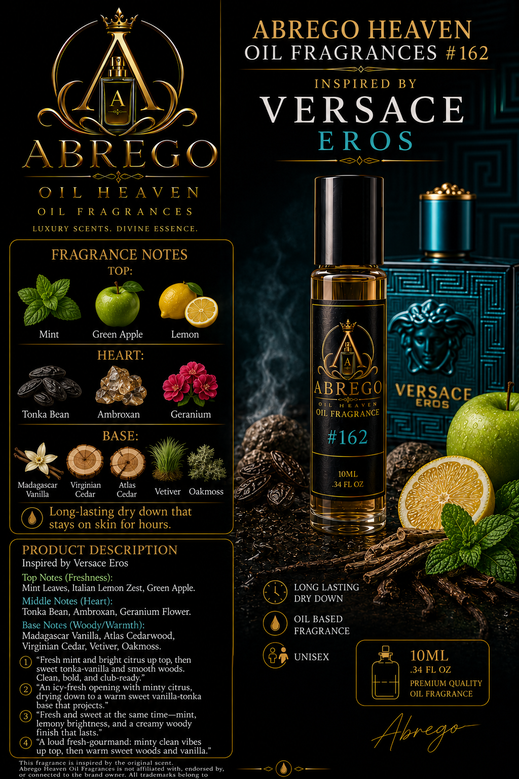 Abrego Heaven Oil Fragrances #162 – Inspired by Versace Eros