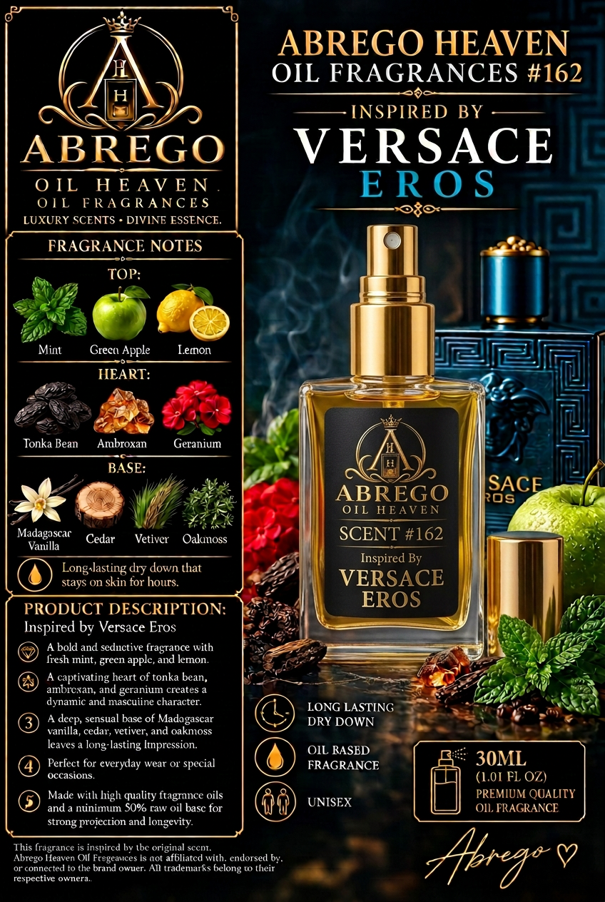 Square 30ml bottle with black-and-gold Abrego Heaven logo